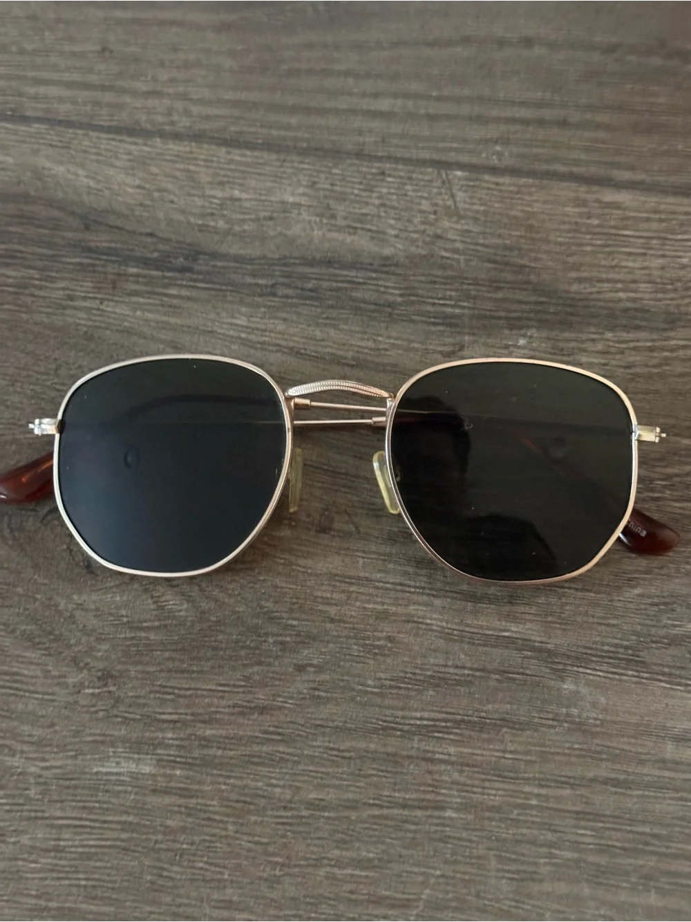Stunning Gold Metal Hexagon Sunglasses